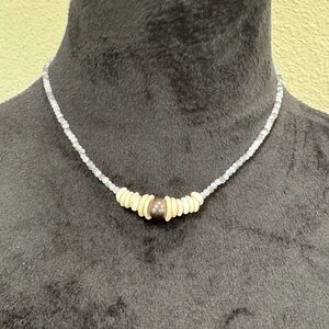 Handmade Hawaiian puka shells fresh water pearl with labradorite beads Coker